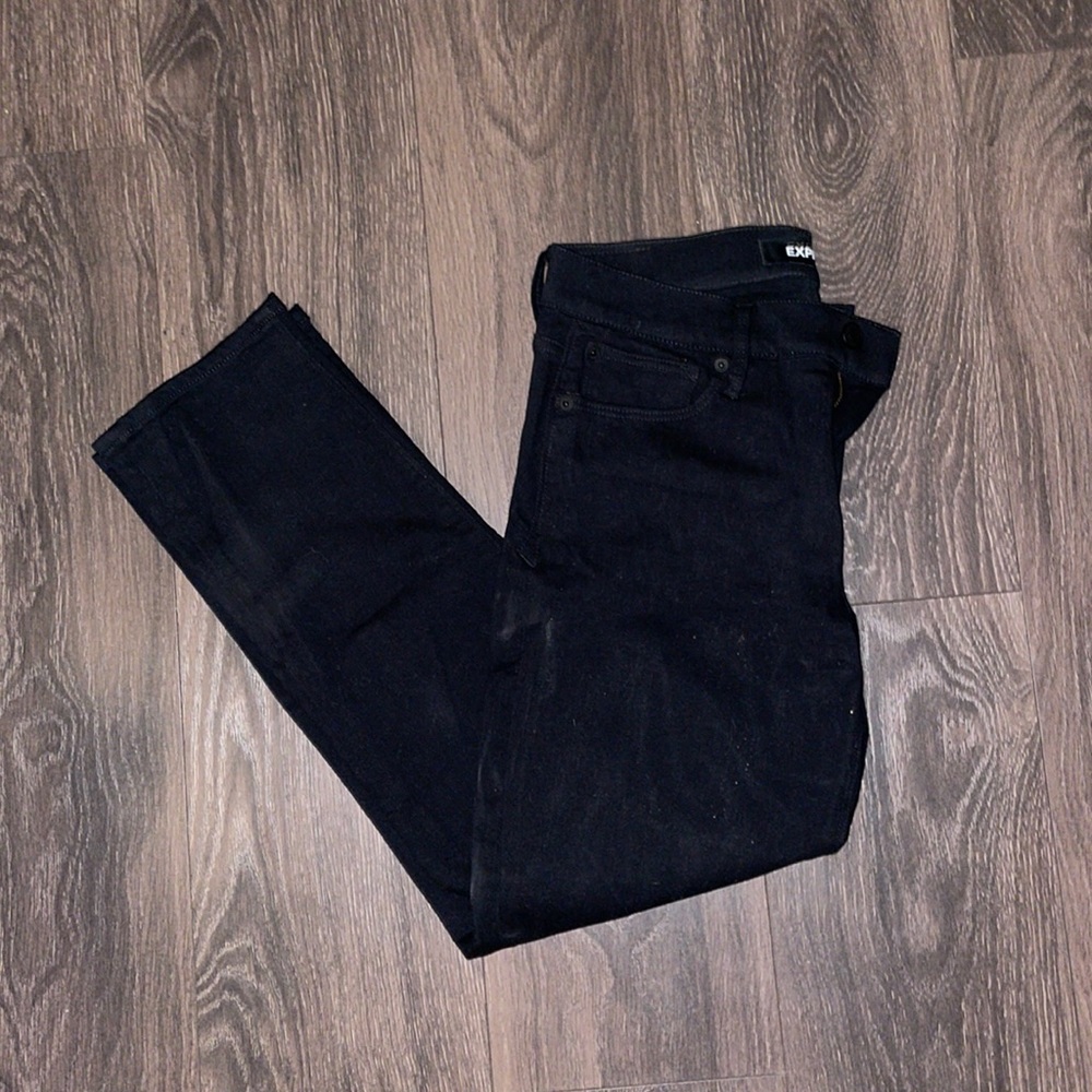 Black straight leg express jeans